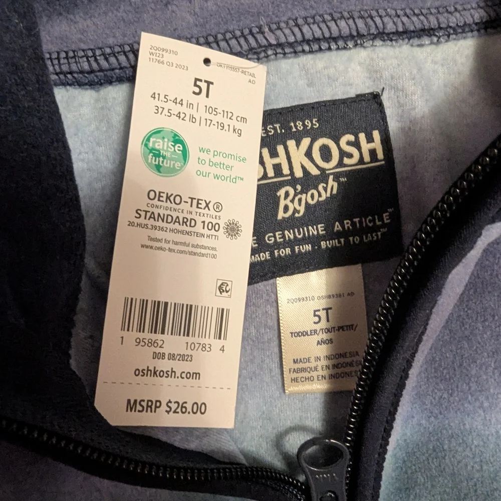 OshKosh B'gosh Navy and Light Blue Fleece Pullover NWT